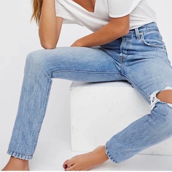 Levi's Premium distressed jeans 501 skinny blue - Picture 4 of 15